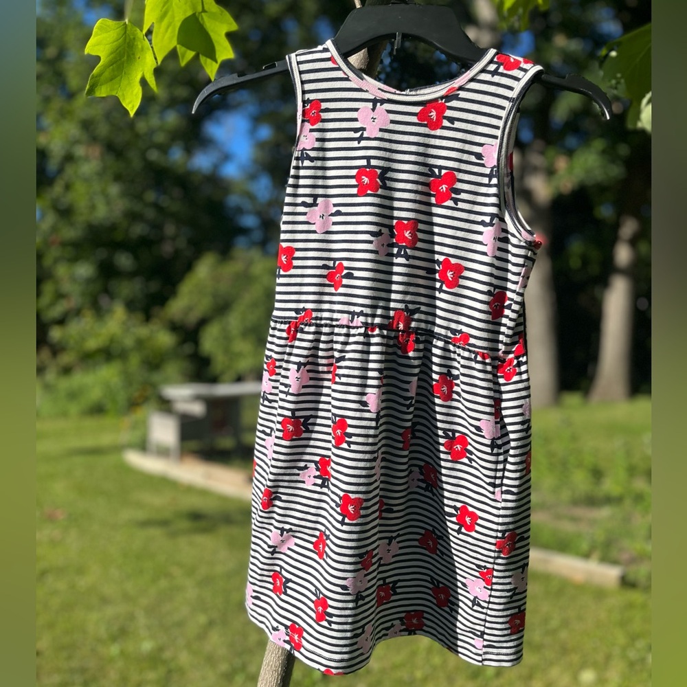🌺🌸rumi & ryder Girls 8-10M Tank Dress, navy & white stripes, red & pink 🌺🌸